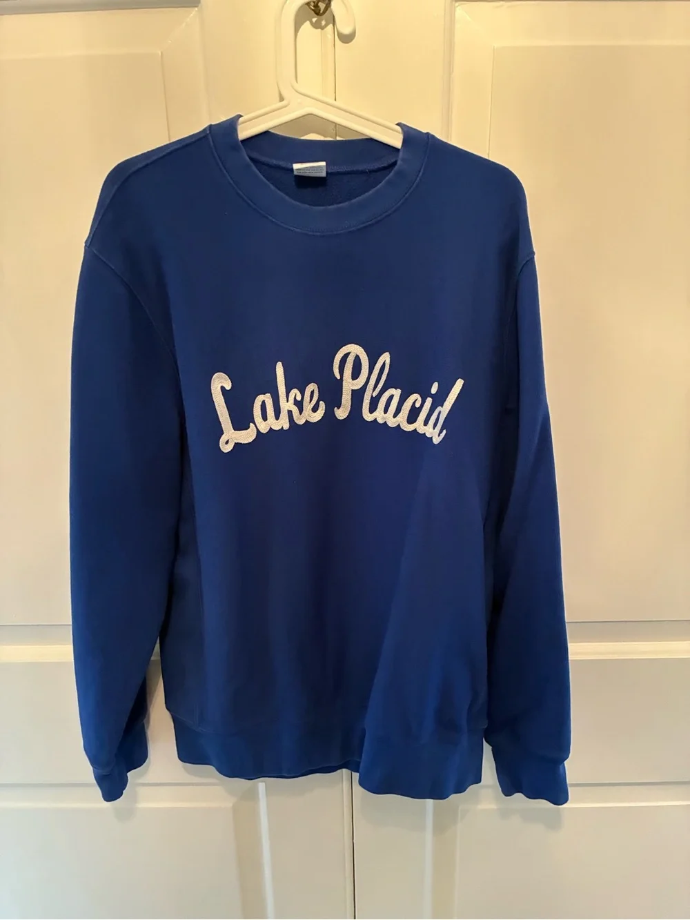 J. Crew Men's Crewneck Sweatshirt in Royal Blue with White Script